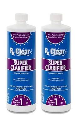 Rx Clear Super Strength Clarifier | Clears Cloudy Water for Above Ground Or In-Ground Swimming Pools and Spas | 1 Quart Bottles | 2 Pack