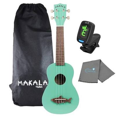 Kala Surf Green Soprano Shark Ukulele - MK-SS/GRN Bundle with a Tuner and Polishing Cloth