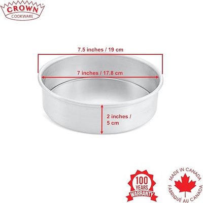 Crown 7 inch Cake Pan, 2" Deep, Extra Sturdy, Fully Straight Sides, Even-Heating, Made in Canada