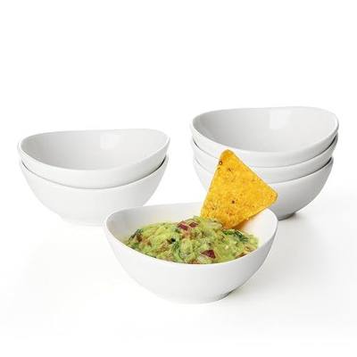 Sweese 4 oz Very Small White Porcelain Bowls - Set of 6 Dipping, Sauce, Salsa & Snack Bowls, Mini Ceramic Bowls for Condiments & Charcuterie