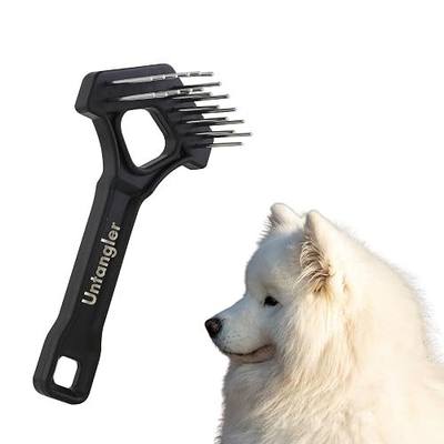 Mini-Rake V-Shape Double Row 1" Rotating Teeth Detangles and Grooms Dogs (6" Long)