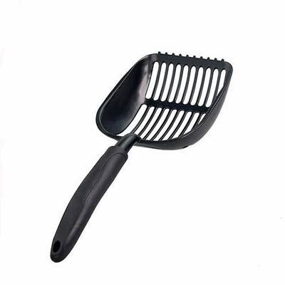 Cat Litter Scoops Latest Update Polishing Metal Cat Litter Scoop with Black, Solid Giant Aluminum Alloy Sifter Deep Shovel with TABS/Round Teeth Pet Kitty Litter Scooper
