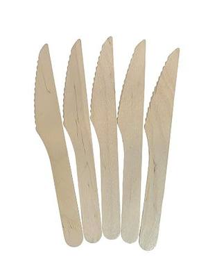 KingSeal FSC Certified Disposable Wood Cutlery Knife, Biodegradable and Earth Friendly, 6.5 Inch Length - 100 Count