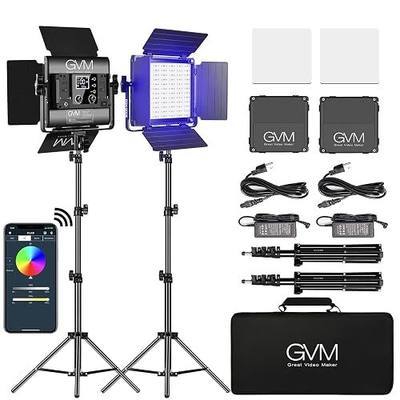 GVM RGB LED Panel Video Light, Photography Lighting with APP Control, 800D Video Lighting Kit for YouTube Studio, Gaming, Streaming, Conference, 8 Kinds of Scene Lights, CRI 97, 2 Packs
