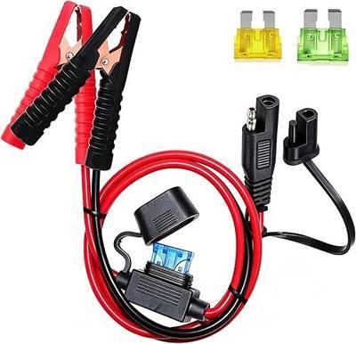 10AWG Battery Alligator Clips,SAE Quick Release Adapter to Alligator Clips with 2FT,SAE Clip Connectors Extension Charging Cable for Cars Motorcycles