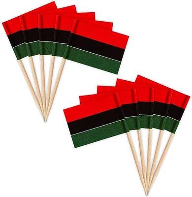Box of 100 African American Toothpick Flags – Mini International World Flag Picks Set