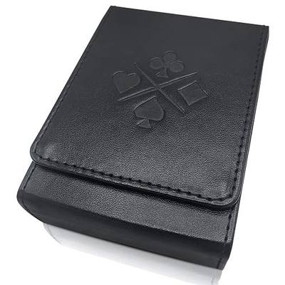 Luck Lab Single Deck Leather Playing Card Case/Holder - Black- Fits Poker and Bridge Size Cards