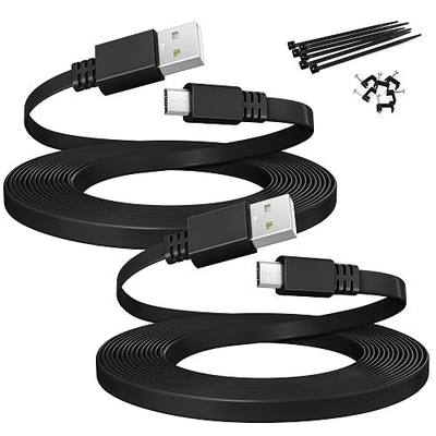 Itramax Micro USB Extension Cable 20FT 2Pack,Flat USB to Micro Long Charging Power Extender Cord Wire Replacement for Security Camera,Blink Mini/XT/XT2/Outdoor 3,25,Wyze Cam v4/Pan v3,Ring,Arlo,eufy