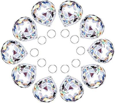 10pcs 20mm Crystal Ball Prism Chandelier Prisms Suncatcher Hanging, Clear | Rainbow Maker Window Sun Catchers,Crystal Beads for Suncatchers,Glass Ball Ornaments For Christmas Tree,Chandelier Crystals