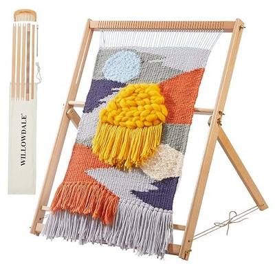 WILLOWDALE 25.2" H x 19.3" W Weaving Loom with Stand for Adults | Wooden Multi-Craft Weaving Loom Kit For Beginners, Extra-Large Frame, Develops Creativity