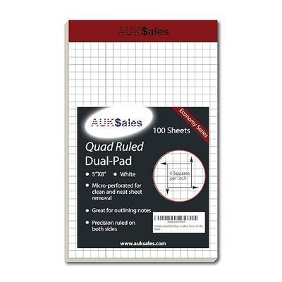 Grid Paper Pad 5x8 Inches, Graph Paper Pad 4x4, Grid Notepad, 1 Pack, 5x8 Graph Paper 1/4 Grid, Graphing Paper, Engineering Pad, 100 Sheets 200 Pages Perforated Pad for School, Home, & Office
