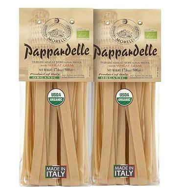 Morelli Organic Pappardelle Pasta Noodles Imported from Italy, Made with Italian Durum Wheat Semolina - 17.6 oz (500 g) - Pack of 2