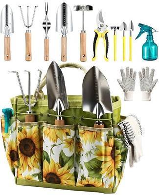 MOSFiATA 12Pcs Garden Tools Set, Heavy Duty Gardening Kit with Organizer Bag, for Digging, Weeding, Transplanting, Pruning Ideal Gardening Gifts