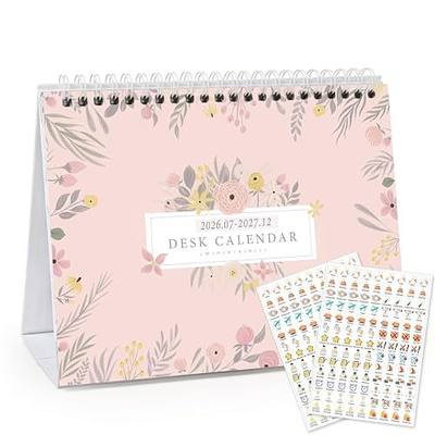 Mokani Small Desk Calendar 2026-2027, Desktop Calendar Jul.2026-Dec.2027 | 18 Months Academic Flip Standing Calender with Stickers & US Holidays Marked (8"x6")