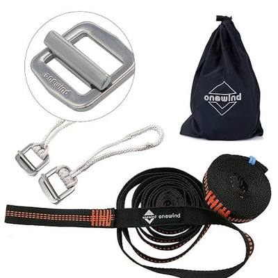 Onewind 2 * 10Ft Hammock Straps Set, Heavy Duty Tree-Friendly Straps | Hanging Kit with Cinch Buckle 1 Inch Wide 1500 LBS Durable Lightweight No-Stretch and Easy to Set Up, Orange