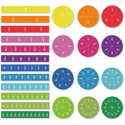 ZazzyKid Magnetic Fraction Tiles & Circles, 156pcs, 12 Color Coded, Fraction Manipulatives