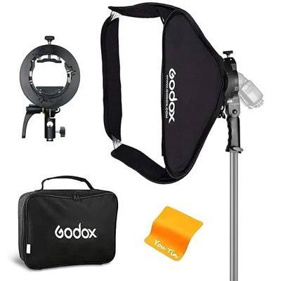 Godox Softbox 32"x32" with S2 S-Type Speedlite Bracket, Bowens Mount Soft Box Kit for Godox V1 AD400Pro AD200Pro AD200 V860II TT685II TT600 TT350