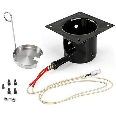 Replacement Fire Pot & Hot Rod Igniter Kit – Heavy-Duty Enamel Coated Burn Pot for Traeger, Pit Boss & Most Pellet Grills, Ceramic Heating Element 200W, Smoker Repair Parts with Ash Cleaner | Complete Drop-In Kit Complete Drop-In Kit Enamel-Coated Fire Pot High-Density Hot Rod Igniter
