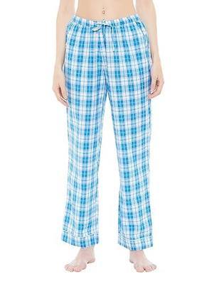 Womens 100% Cotton Classic Sleep Pajama | Pull On Elastic Waist Bottom with 2 Side Pockets (M, Blue)