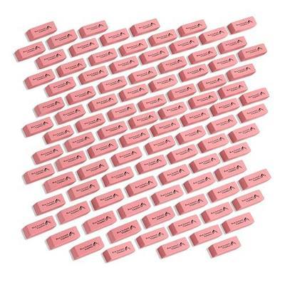 Blue Summit Supplies 100 Pack Pink Erasers, Latex Free Rubber, School Use | durable latex free rubber erasers, bright pink, outlast built-in erasers, for kids, school, and classroom use