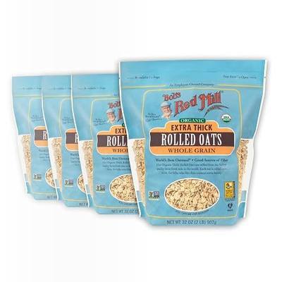 Bob's Red Mill Organic Thick Rolled Oats, 32oz (Pack of 4) - Organic, Non GMO, Whole Grain, Vegan, Kosher