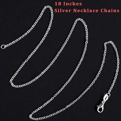 SANNIX 50 Pack Necklace Chains Bulk Silver Plated Necklace Chain Silver Chain Necklaces for DIY Jewelry Making Supplies, 1.2mm 18 Inches