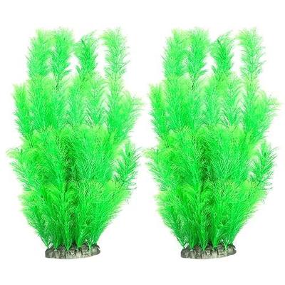 Aquarium Plants Fish Tank Plants Tall Big Green Artificial Decorations Plastic Fake Plants Decor Pack of 2