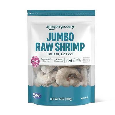 Amazon Grocery, Jumbo Raw Shrimp, Tail On, EZ Peel, 12 Oz, Frozen