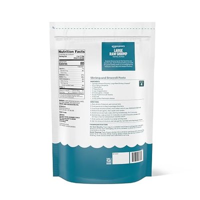 Amazon Fresh Brand, Raw Large Easy Peel Tail On Shrimp Value Pack (31-40 Count/Pound), 2 Lb (Frozen), Responsibly Sourced, Phosphate Free