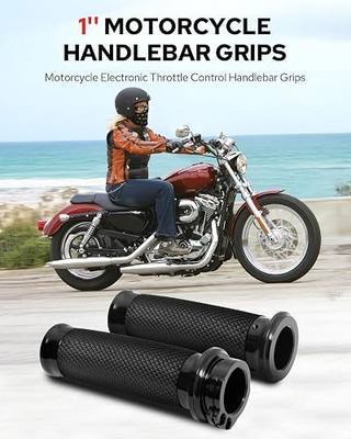 Benlari 1inch Handlebar Grips, Cable Throttle Hand Grips, Non-Slip Rubber Motorcycle Handgrips Fit for Harley Davidson Touring Dyna Softail Sportster 883 1200