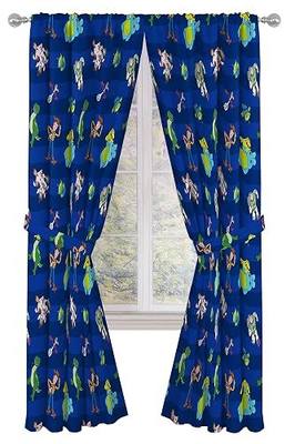 Jay Franco Kids Window Drapes - 4 Piece Curtain Set Includes 2 Tiebacks, Beautiful Bedding Room Décor and Easy Set Up, Blue - Toy Story, 84 Inch
