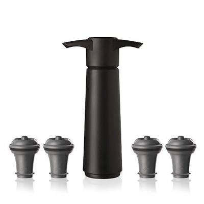Vacu Vin Original Saver Wine Bottle Stopper – With 4 Vacuum Stoppers – Preserver Wine Stopper with Pump for Red or White Wine – Wine Accessories to Keep Wine Fresh – Airtight Seal Stoppers – Black