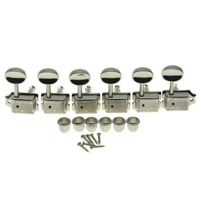 Wilkinson Deluxe 6 Inline Vintage Guitar Tuners with Split Post Guitar Tuning Keys Peg Machine Heads for Strat/Tele Guitars Nickel