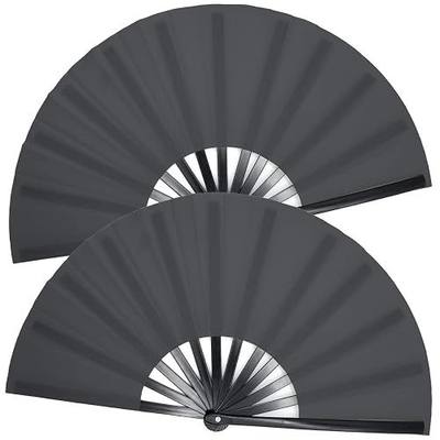 OMyTea Large Rave Clack Fans for Line Dancing - Boots on The Ground Folding Hand Fans - Foldable Chinese Tai Chi Kung Fu Fans - for EDM, Music Festival, Hot Flashes, Party, Decoration (Black, 2 Packs)
