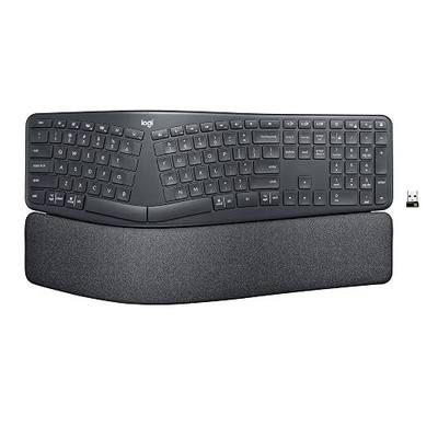 Logitech Ergo K860 Wireless Ergonomic Split Keyboard with Wrist Rest | Curved split keyframe, pillowed wrist rest, Bluetooth, USB connectivity with included USB Receiver, Windows Mac compatible