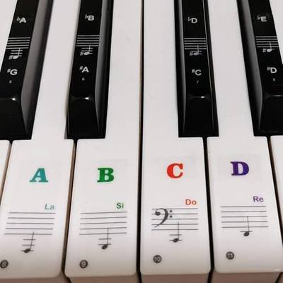 Colorful Keyboard Stickers for 88, 61, 54, 49 Keys - Full Set, Removable, Transparent, Leaves No Residue, Ideal for Piano Beginners