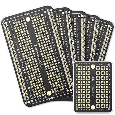 ElectroCookie Prototype PCB Solderable Breadboard for Electronics Projects Compatible for DIY Arduino Soldering Projects, Gold-Plated (5 Pack + 1 Mini Board, Matte Black)