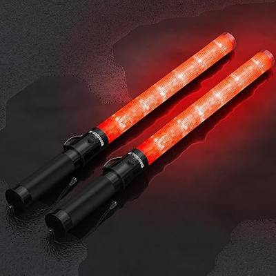 E-riding 2 Pack 21 Inch Red Traffic Wand with 3 Flashing Modes | Traffic Control Wand with Side Clip for Traffic Control, Parking, Aircraft, Car Directing