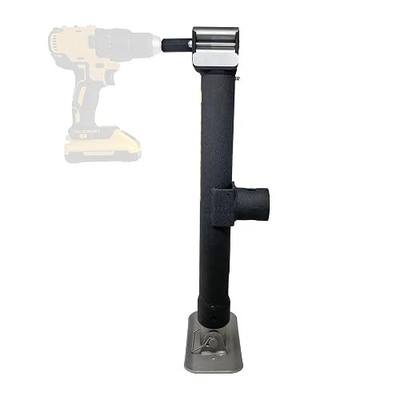 Trailer Valet JX5 Side Mount Trailer Jack – 5,000 LB Capacity with Drill-Powered Crank, Pipe Mount Bracket, Drop Leg, Footplate, and Wrinkle Black Powder Coating