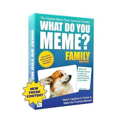 WHAT DO YOU MEME? Family Edition by Relatable - Nappa Award 2025 Winner, Family Games for Kids and Adults 8+, The TikTok Viral Sensation Kids Game - Includes 300 Caption Cards, 108 Photo Cards