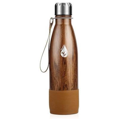 Extremus Vacuum Insulated Stainless Steel Water Bottle, Hot Bottle, 17 Oz, Wood Grain