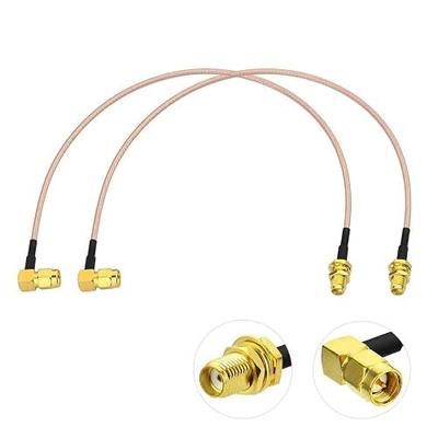 BINGFU SMA Female Bulkhead Mount to SMA Male Right Angle RG316 Antenna Extension Cable 12 inch 30cm 2-Pack Compatible with 4G LTE Router Cellular RTL SDR Receiver