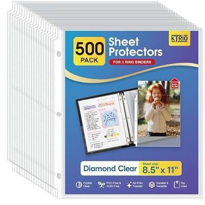 KTRIO Sheet Protectors for 3 Ring Binder 500 Pack, Plastic Sleeves 8.5 x 11 | Clear Page Protectors, Acid-Free Plastic, Fits Letter Size Paper Documents, Top Loading, Business Office School Supplies