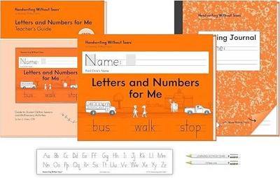 Handwriting Without Tears Kindergarten Printing Set, Workbook/Guide/Journal | Printing lessons for capitals, lowercase letters, numbers; books, tiny pencils & desk strip; ages 5+; homeschool, tutor, OT