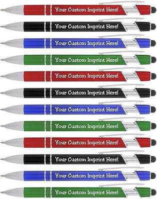 ExpressDesigns™ - Personalized Pens with Stylus - The Legacy - Custom Metallic Printed Name Pens - Black Ink - Imprinted with Logo or Message - Great Gift Ideas - Customizable -12 pcs/pack (Assorted)