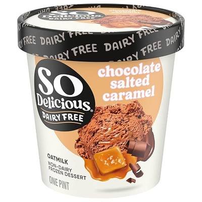 So Delicious Dairy Free Oat Milk Frozen Dessert, Chocolate Salted Caramel, Vegan, Non-GMO Project Verified, 1 Pint