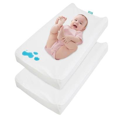 Waterproof Changing Pad Cover, 32"x16", 2-Pack, White | Fits 32"x16" Contoured Pad, Non-Slip Elastic Edge, Breathable Fabric, Machine Washable, 2-Pack Value, Soft & Gentle