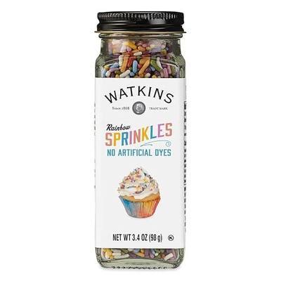 Watkins Rainbow Decorating Sprinkles, No Artificial Dyes, Kosher, 3.4 Ounce Jar, 1-Pack