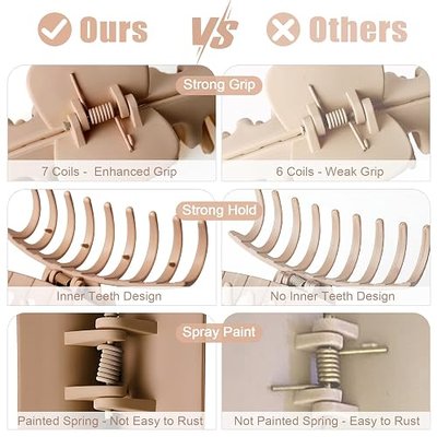 TOCESS 8 Pack Big Hair Claw Clips for Women Large Claw Clip for Thin Thick Curly Hair 90's Strong Hold 4.33 Inch Nonslip Matte Jumbo Jaw Clips (8 Pcs)