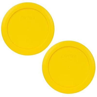 Pyrex 7200-PC 2-Cup Meyer Yellow Food Storage Lids (2-Pack) - Made in USA | BPA-Free Plastic | Round Shape | Replacement Cover | Top-Rack Dishwasher Safe | Secure Seal